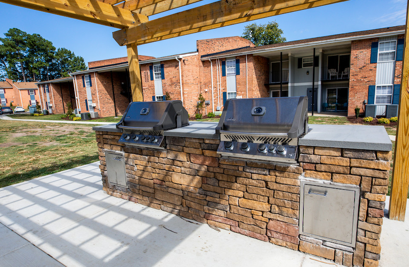 Two grills set in stone